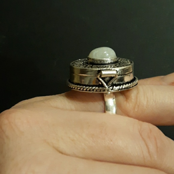 New Rainbow Moonstone 925 Silver Poison Ring. - Picture 6 of 8